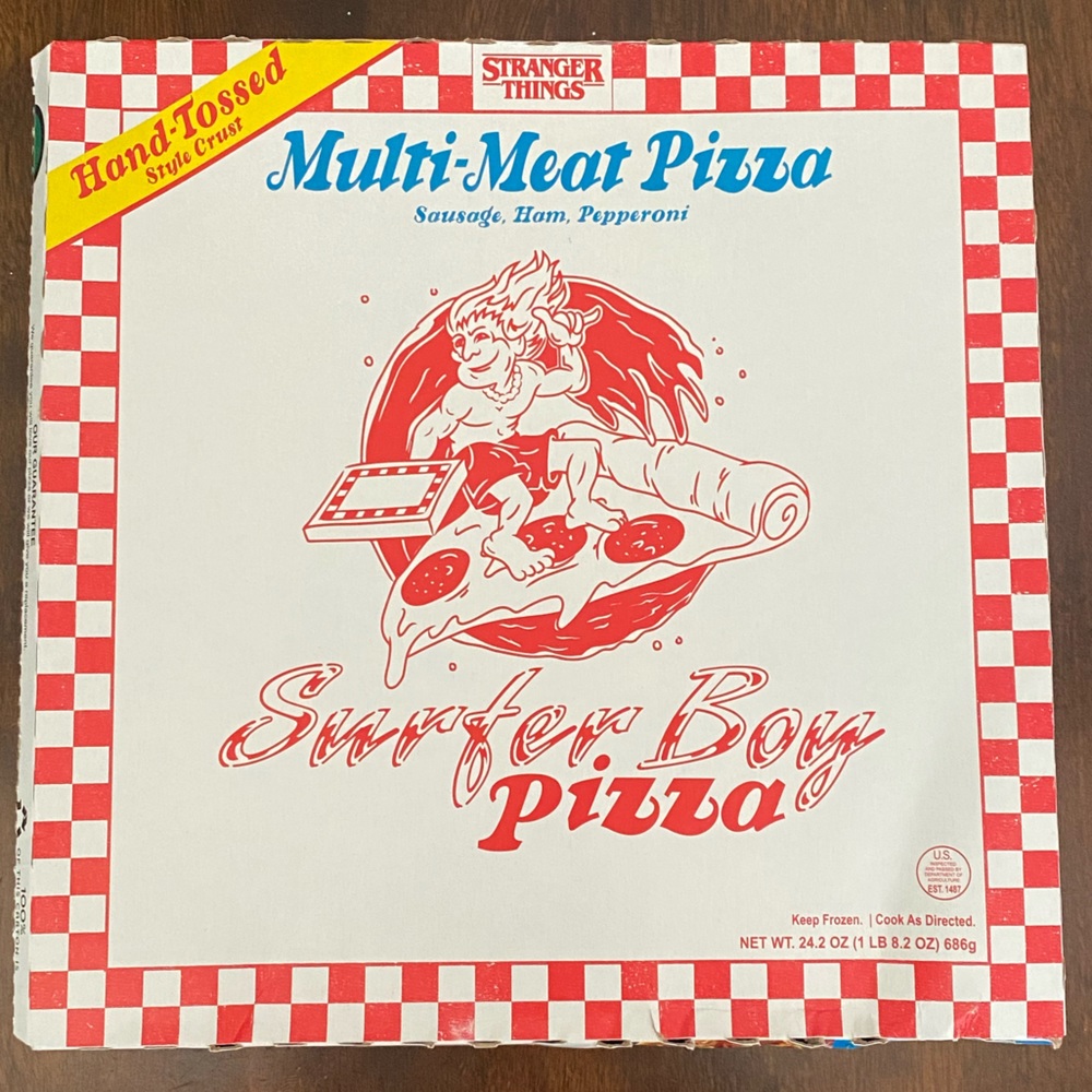 Stranger Things surfer boy pizza box